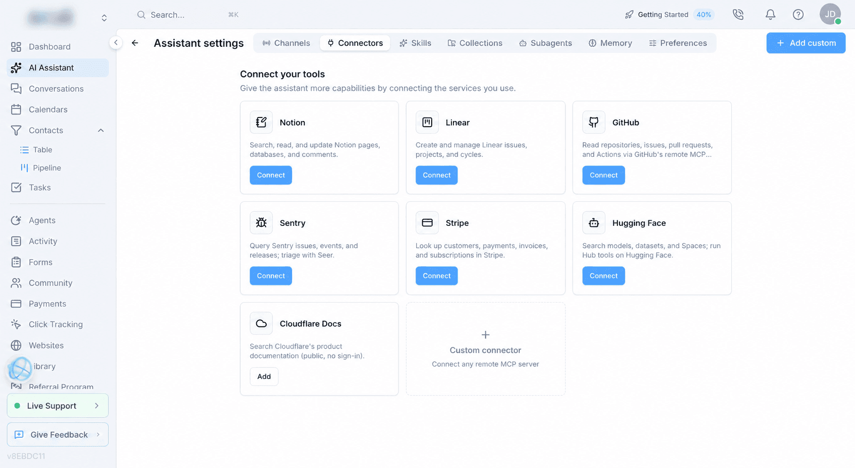 Votel AI Assistant connector catalog