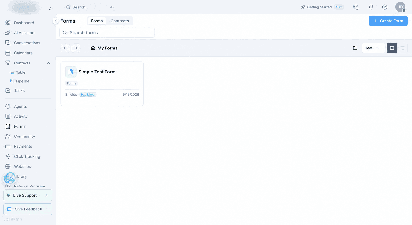 Votel Forms and Contracts workspace