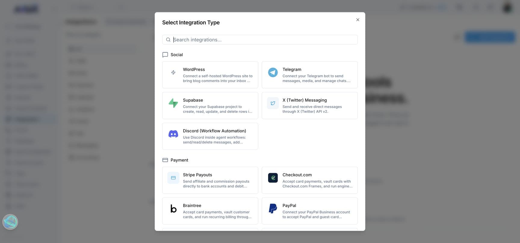 First section of the Votel integrations catalog