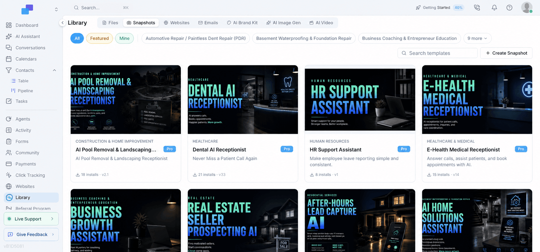 Votel snapshot marketplace for reusable workspace assets