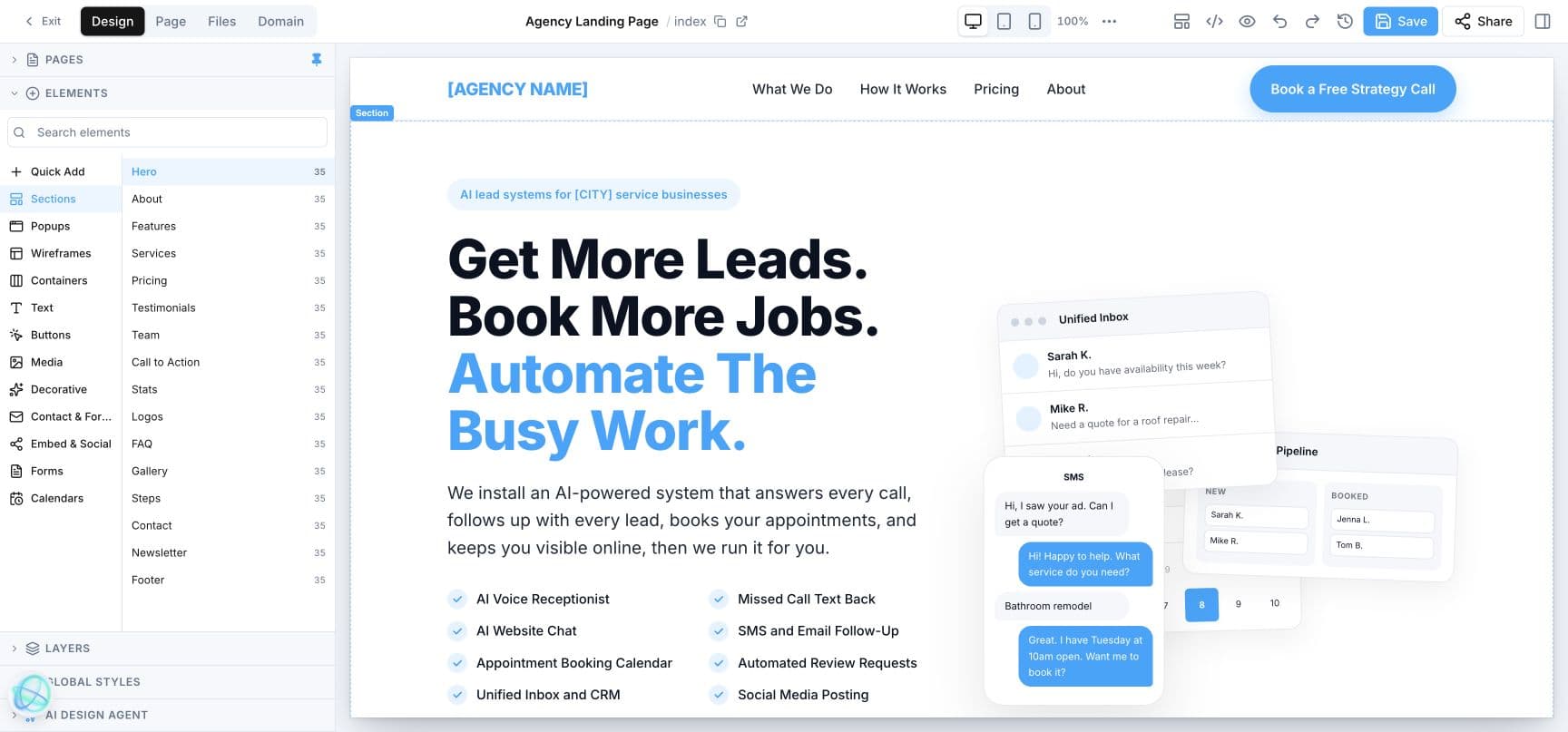 Votel website builder and publishing workspace